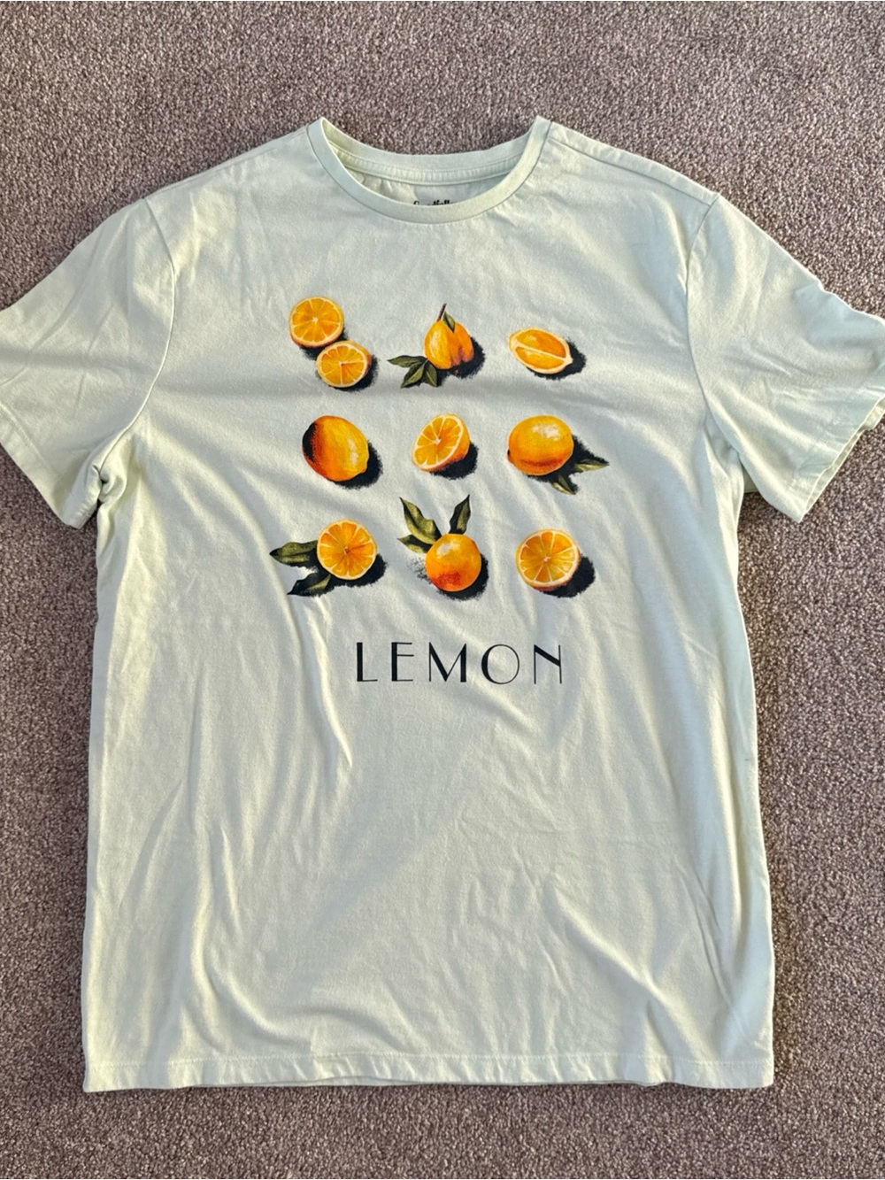Goodfellow & Co Light Green Lemon Graphic Short Sleeve Tee Sz M